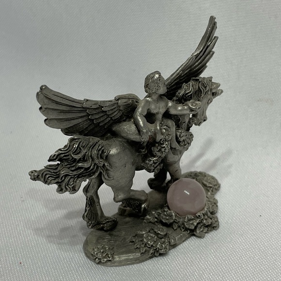 Vintage Comstock Pewter figure 2.25" Cherub on aUnicorn excellent condition - Picture 11 of 13